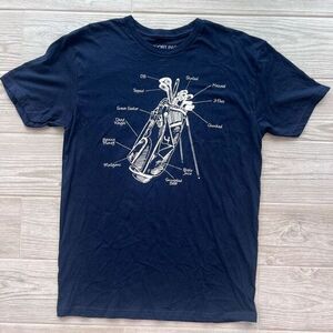 Short Par 4 Men's Navy Blue Crew Neck Golf Short Sleeve‎ T-Shirt Size Medium